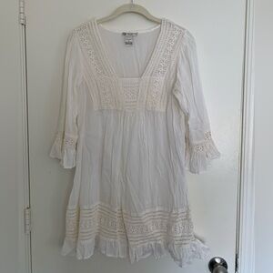 Cute Options White Boho Peasant Dress – Size M